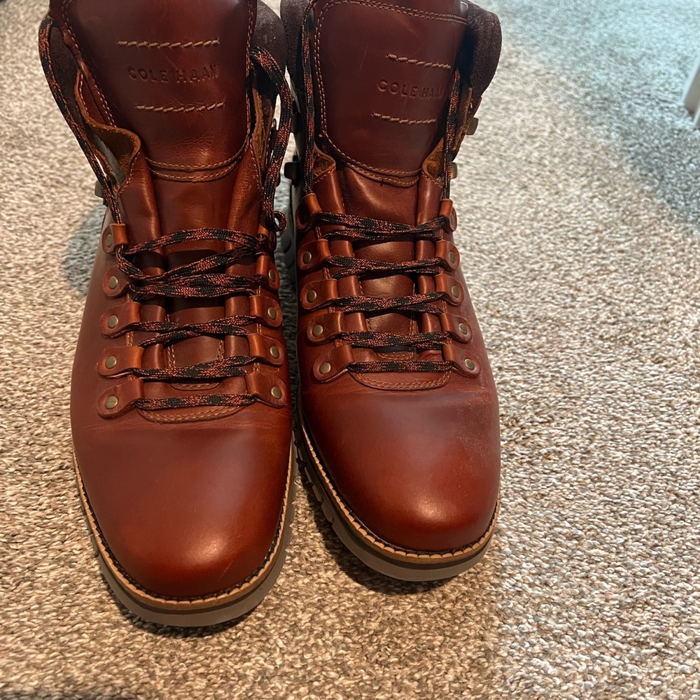 Cole Haan Brown Leather Lace-Up Boots